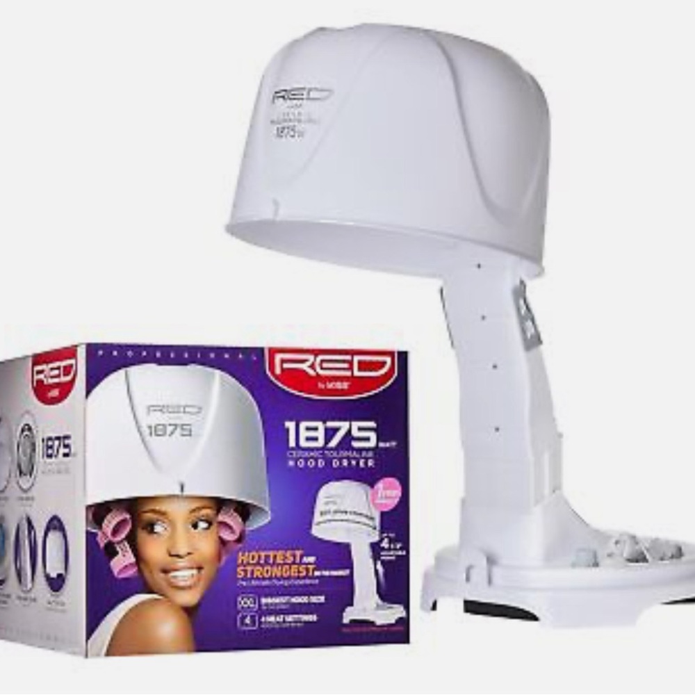 RED By KISS 1875 Watt Ceramic Tourmaline Professional Hood Dryer, 4 White